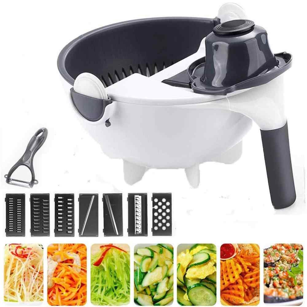 White Plastic 9 In 1 Wet Basket Vegetable Cutter Chopper